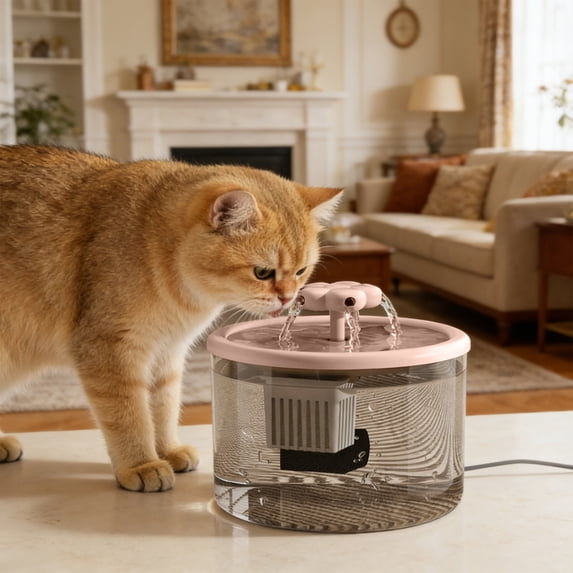 Cat Water Fountain, Automatic Pet Water Dispenser, Circulating Filter Water Feeder, Ultra Quiet Power Saving USB Water Bowl, Multi-Stage Filtration Fresh Water Fountain for Indoor Cats Small Pets