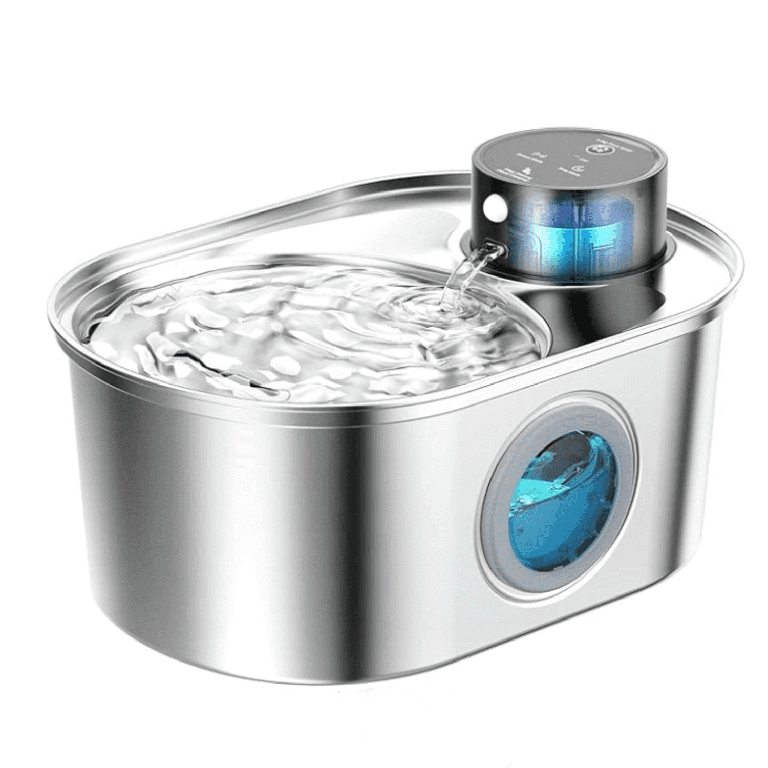 Cat Water Fountain: Battery Operated Stainless Steel Pet Fountain, Automatic Cordless Water Dispenser Indoor, Metal Faucet Bottle for Drinking, Rechargeable Dog Water Bowl with 1 Filter