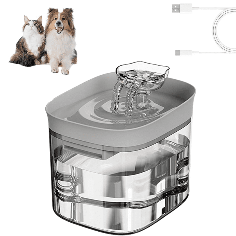 Cat Water Fountain-Clear Cat Drinker, 1.8 Liter Multi-Layer Filtration Dog Fountains Waters Bowl,Cat Water Fountain for Pet Parents Animal Lovers Home Office, Silent Flow Hydration Dispenser
