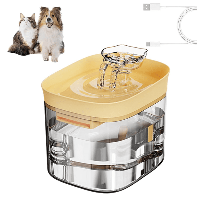 Cat Water Fountain-Clear Cat Drinker, 1.8 Liter Multi-Layer Filtration Dog Fountains Waters Bowl,Cat Water Fountain for Pet Parents Animal Lovers Home Office, Silent Flow Hydration Dispenser
