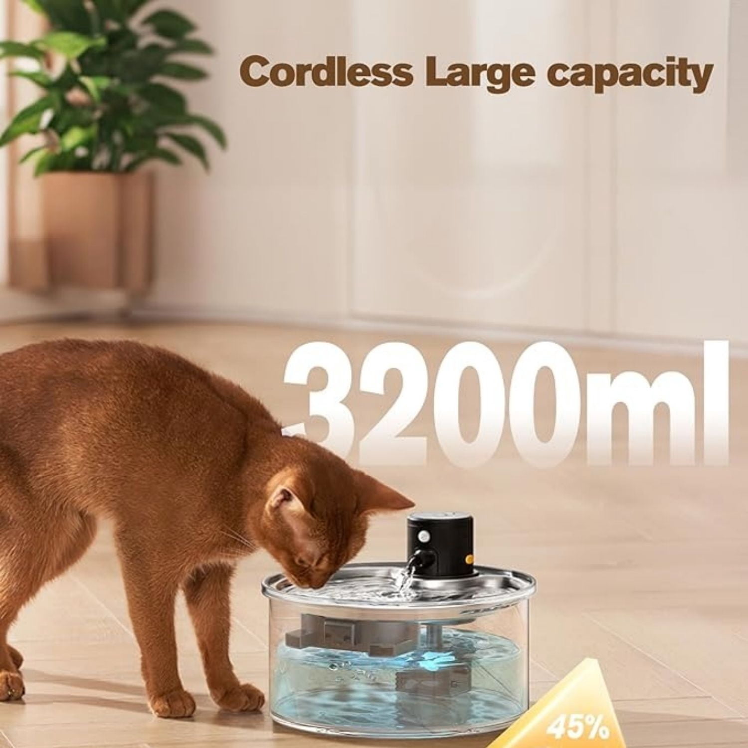 Cat Water Fountain Cordless: Battery Operated Cat Fountain - 108oz/3.2L Automatic Pet Water Dispenser Rechargeable Drinking Fountains for Cats Indoor with Motion Sensor Multiple Cats and Dogs