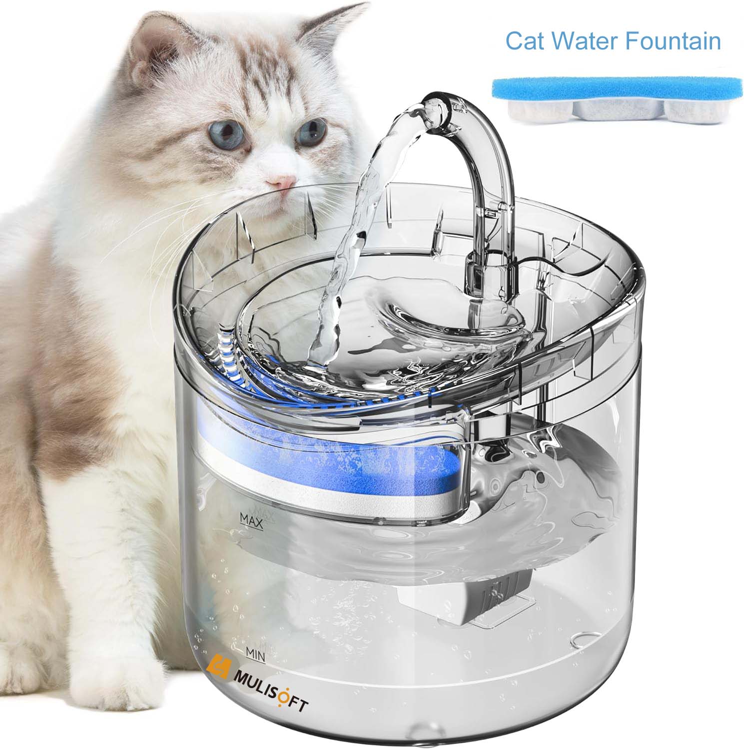 Oneisall 2L/67oz Cat Water Fountain, 304 Stainless Steel Water Fountain