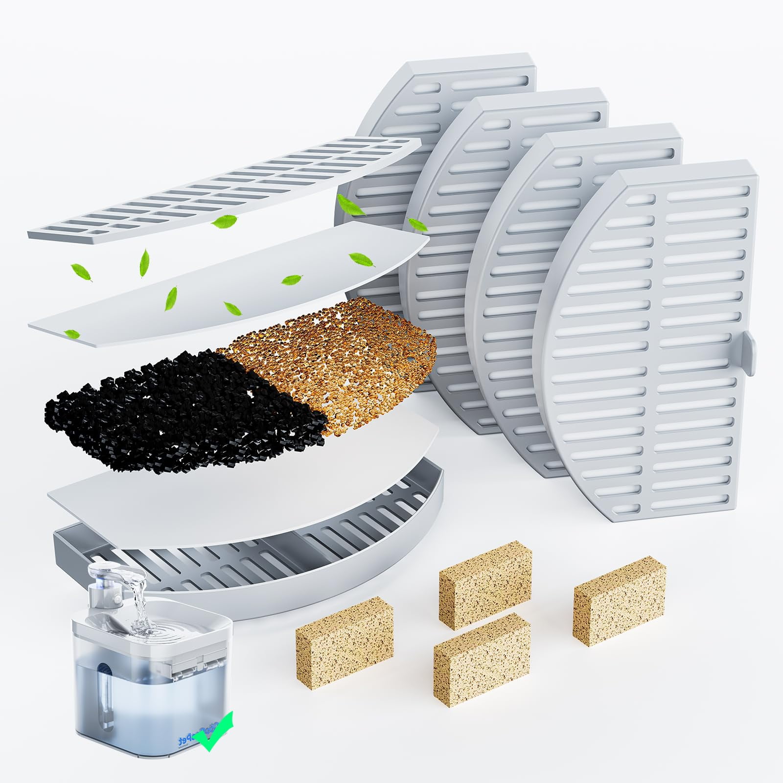 Cat Water Fountain Filters 4 Pack Pet Fountain Filter Replacement & 4