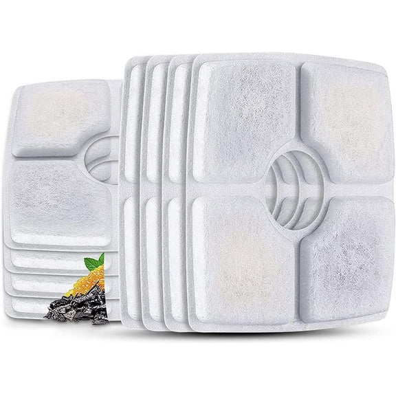 Cat Water Fountain Filters,8 Pack Replacement Filter Fit for Top Square 84oz/2.5L Cat Pet Fountain, 3 Filtration System