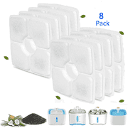 استبدال مرشحات نافورة المياه القط - حزمة من 8، متوافق مع Veken/مخلوق عجيب، الخ... 84 oz/2.5 L نافورة المياه الحيوانات الأليفة