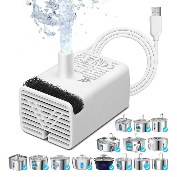 Cat Water Fountain Pump, 830 Replacement Pump for Stainless Steel Pet Water Fountain