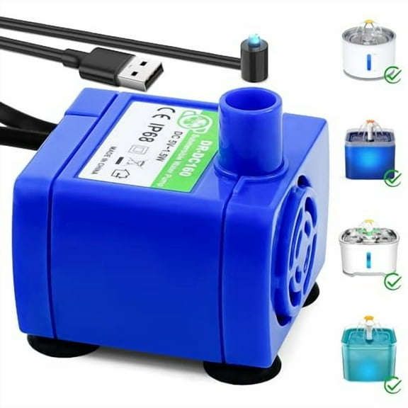Cat Water Fountain Pump,DR-DC 160 Submersible Water Pump with LED Light for Stainless Steel,Ceramic Pet Water Fountain,Automatic Cat Water Dispenser Motor Replacement