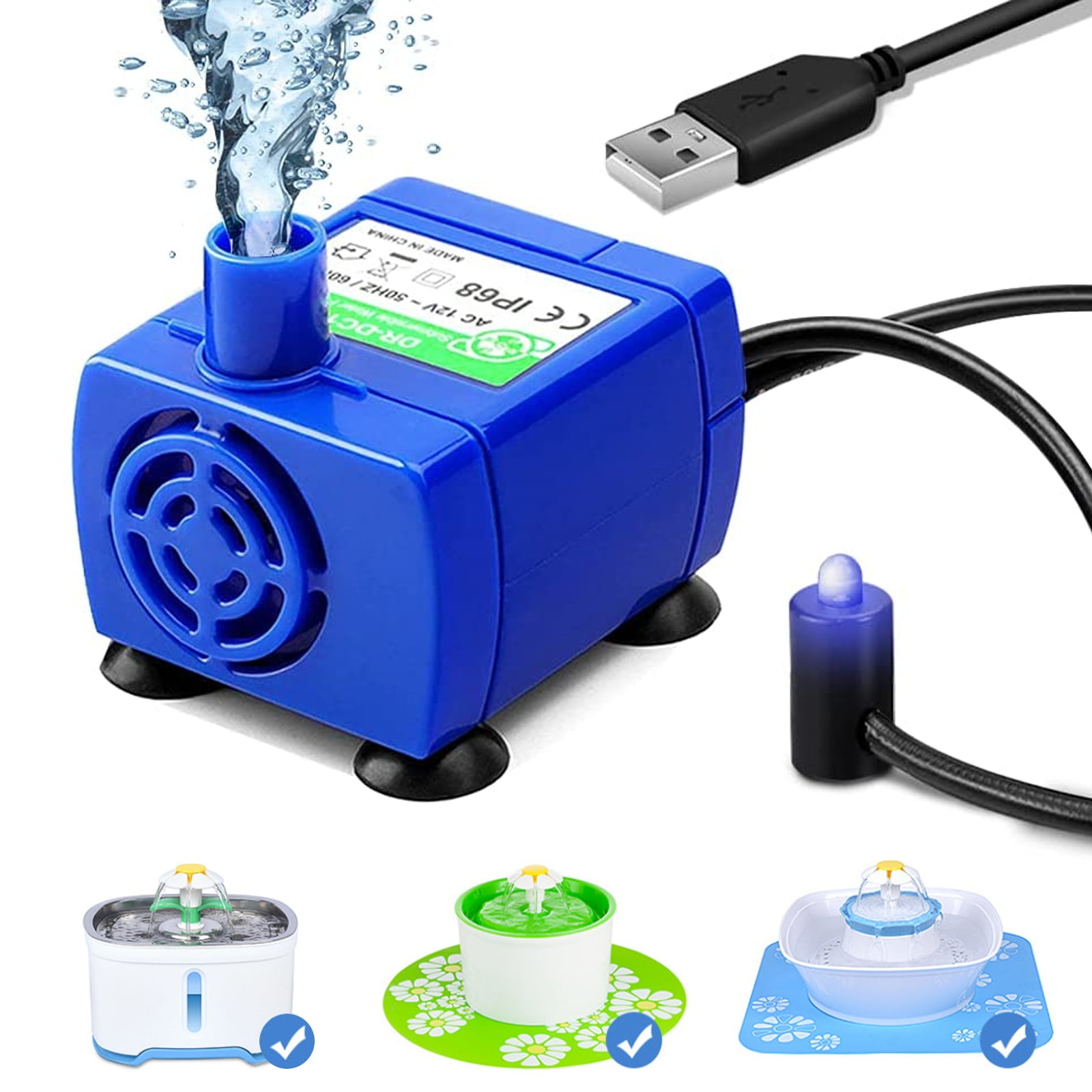 EEEkit Pet Water Fountain Pump, Ultra-Quiet DR-DC160, USB Powered