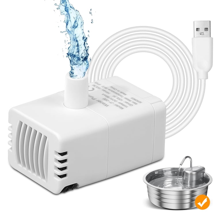 Cat Water Fountain Pump, JY-200S Replacement Pump for Stainless Steel Pet  Fountain Adjustable Water Flow Dispenser, Ultra Quiet Pump with Submersible  ...