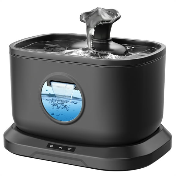 Cat Water Fountain, Radar Sensing Cordless Water Fountains for Cats Indoor, Battery Operated Wireless Pump, Premium Multi-Layer Filter 2.5L/84oz Quiet Automatic Pet Dispenser, Black