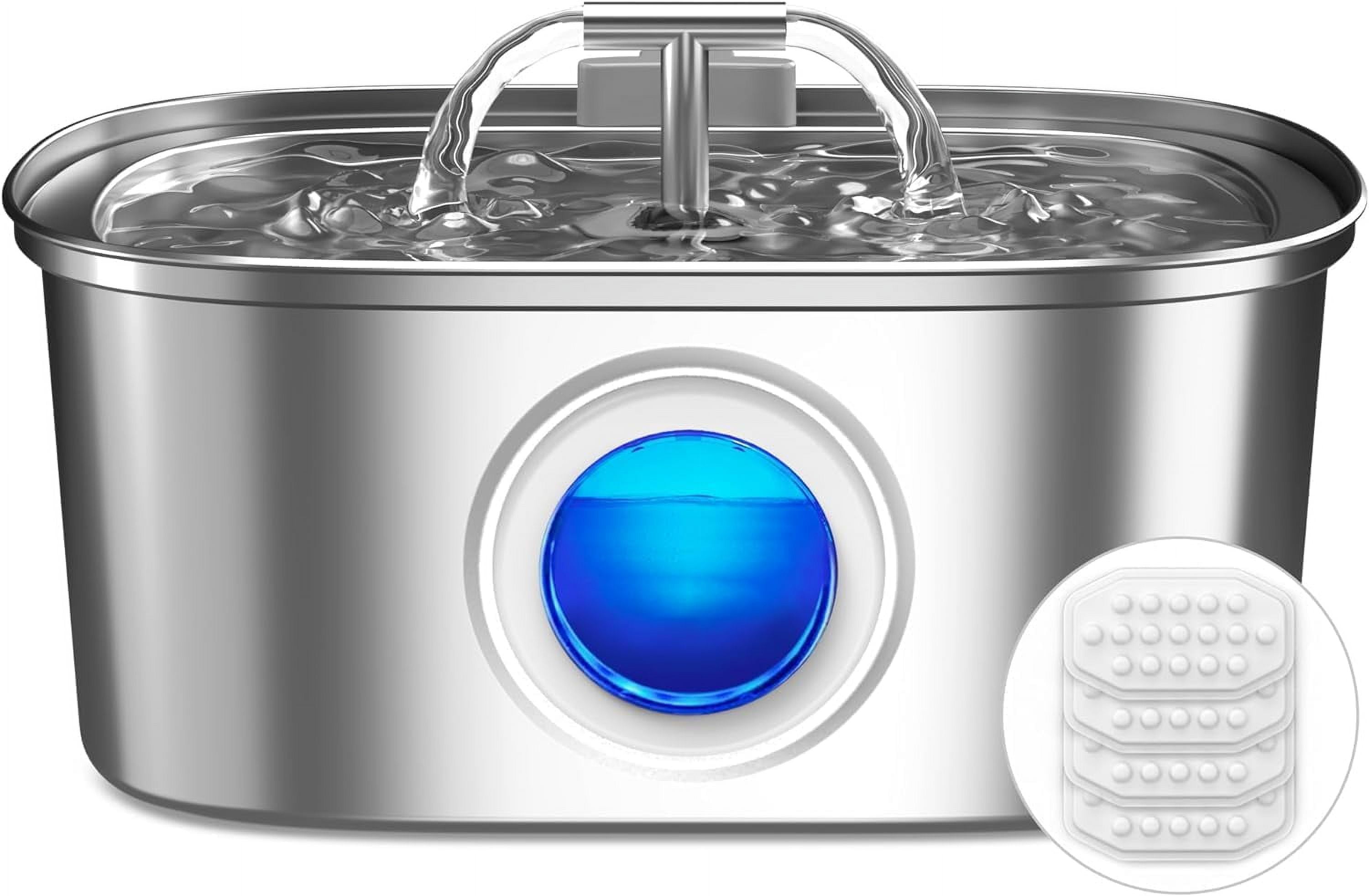 Cat Water Fountain Stainless Steel: 108oz/3.2L Pet Water Fountain, Water Fountain for Cats Inside with Water Level Window