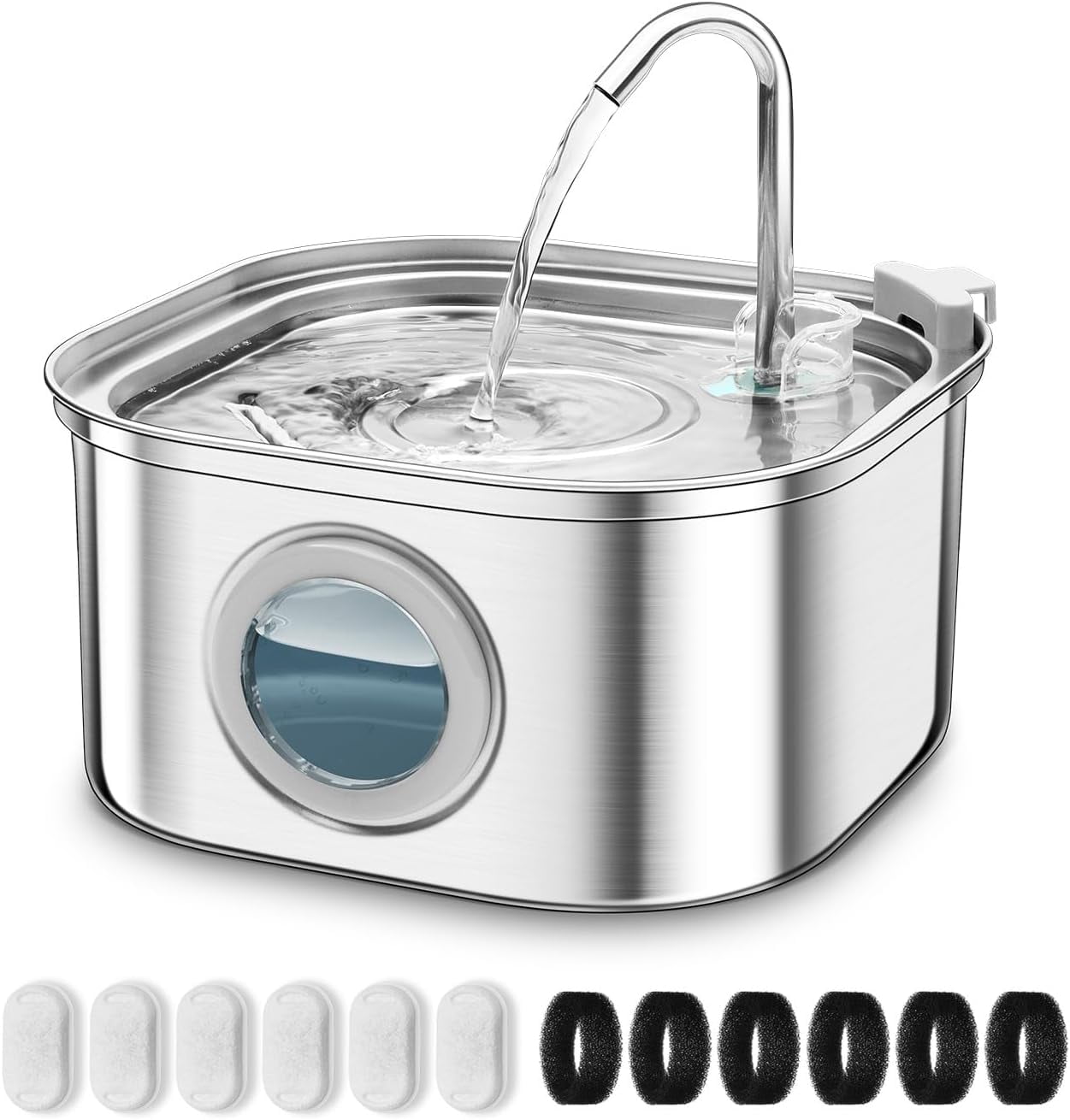 Cat Water Fountain Stainless Steel, 3.2L/108oz Pet Water Fountain for