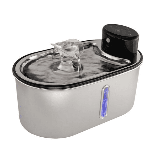 Cat Water Fountain Stainless Steel, 5200mAh Battery, Ultra Quiet, Automatic Water Dispenser for Cats, 108oz/3.2L, Two Flow Modes, Multi-Filtration, Includes 2 Filters - Black