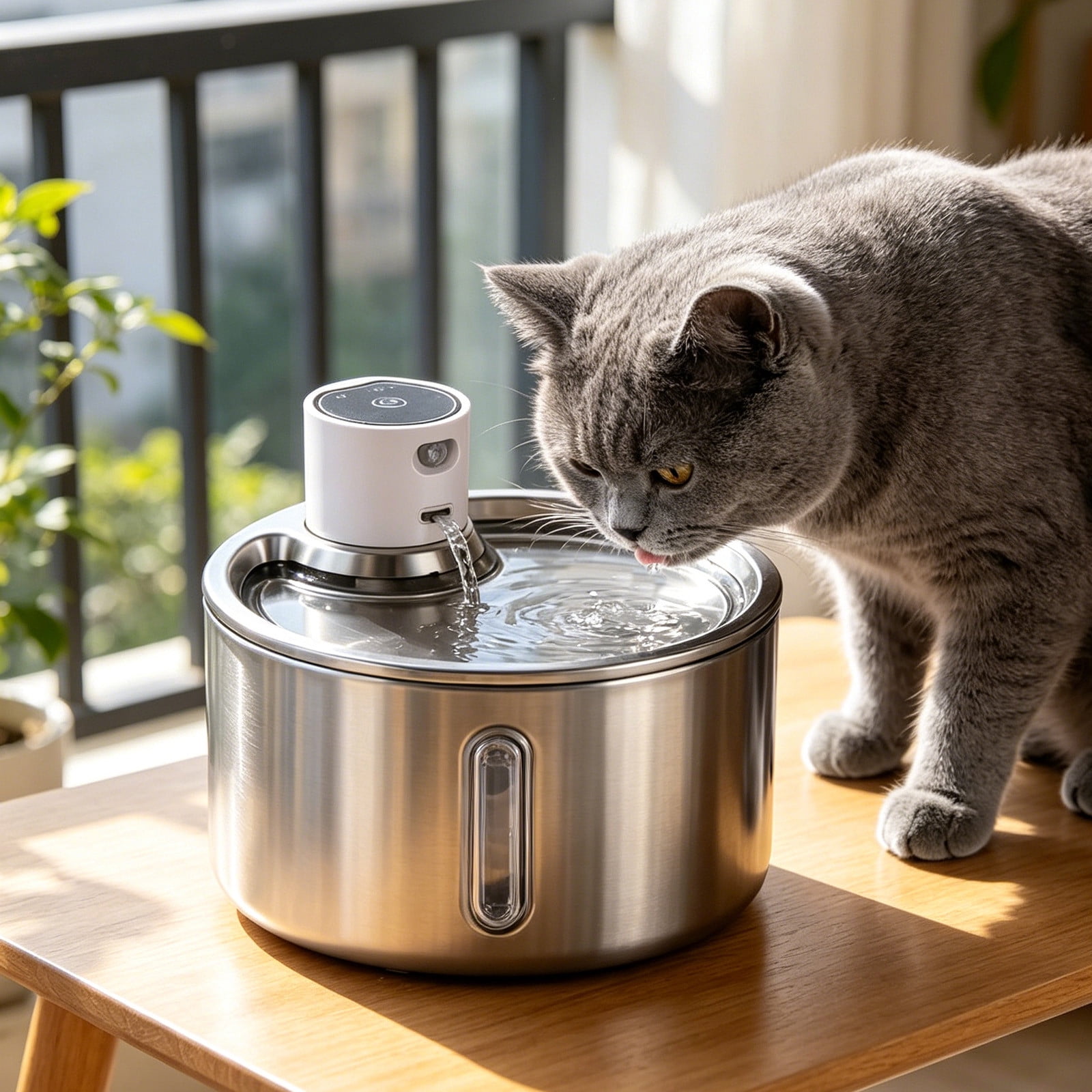 Cat Water Fountain Stainless Steel,74oz/2.2L Cat Fountain for Drinking,Pet Water Fountain for Cats Inside,Quiet Cats Water Bowl Dispenser,Kitty Drinking Fountains For Pets& Small Animals