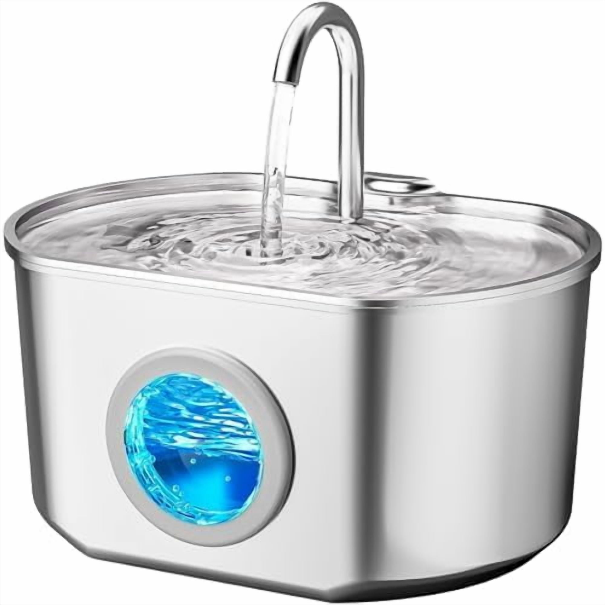 Cat Water Fountain Stainless Steel: 74oz/2.2L Cat Fountain for Drinking- Pet Water Fountain Inside - Automatic Dog Watering Dispenser Bowl - Pet Feeding & Watering Supplies - Water Level Window