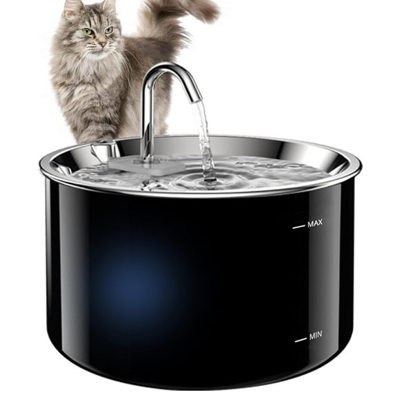 Cat Water Fountain Stainless Steel Lid, 3L/101oz Pet Water Fountain, Dog Waterer with Quiet Pump and 4-Layer Filtration