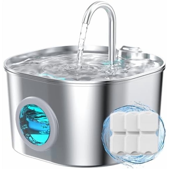 Cat Water Fountain Stainless Steel: Pet Fountains for Cats/Dog Indoor Automatic Waterer Bowls for Drinking Small Animal Water Dispenser Metal Pets Watering Faucet Bottle Auto Kitty Watering Supplies