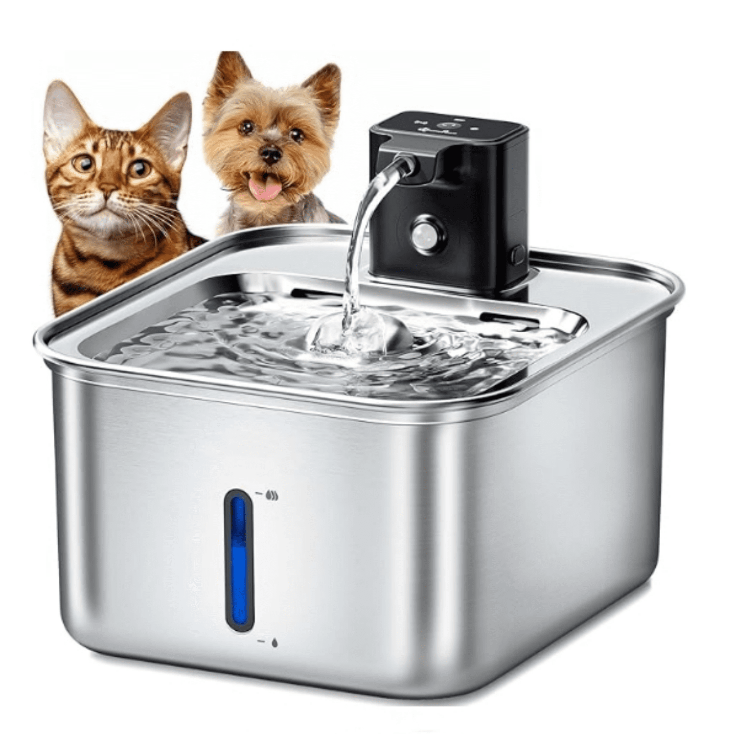 Cat Water Fountain Stainless Steel Wireless, 101 oz/3L FurSink Cordless Water Fountain for Cats, Battery Operated Cat Fountains for Drinking with Motion Sensor, Easy Clean, Metal