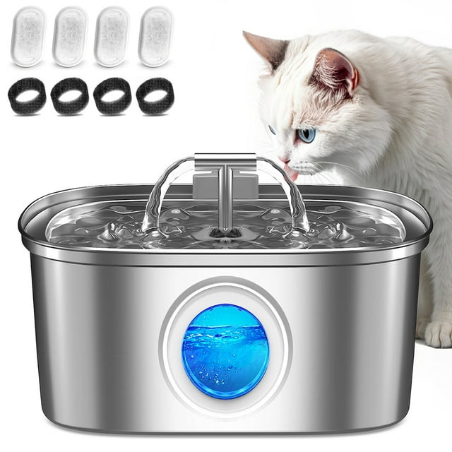 Vet Recommended Wireless Cat Water Fountain Stainless Steel, Smart