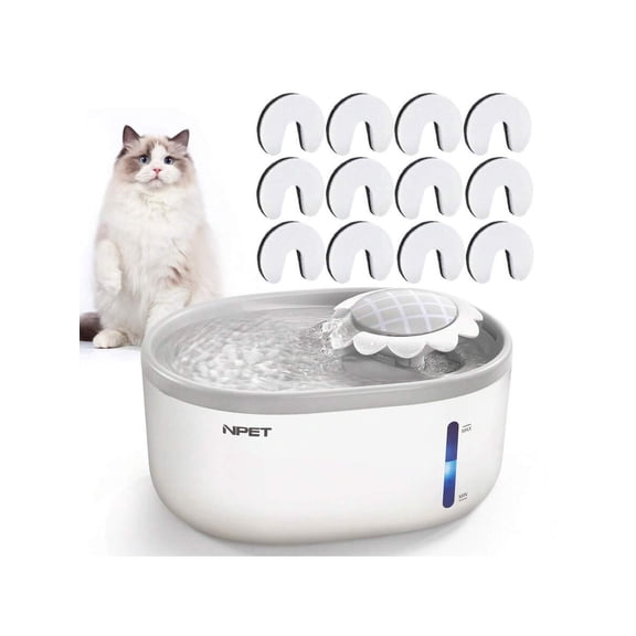 Cat Water Fountain with Visible Water Level Window, 2L/67oz Automatic Pet Water Dispenser for Dogs, Ultra Quiet Smart Waterfall Drinking Bowl for Home & Office