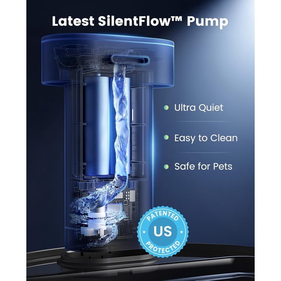 Cat Water Fountain Wireless: Stainless Steel 3.2L/108oz Cordless Pet Water Fountain, Ultra Quiet SilentFlow ™ Pump, Battery Operated Automatic Water Dispenser for Cats Indoor, Motion Sensor