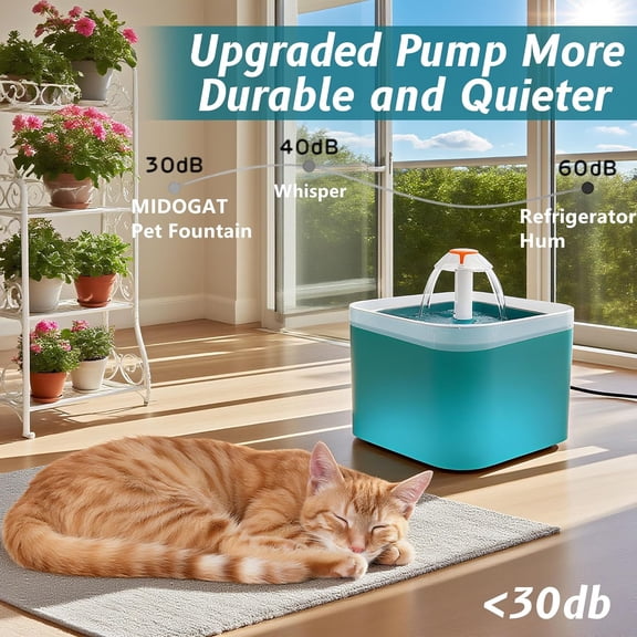 Cat Water Fountain with LED Light, 67oz Large Capacity Pet Water Dispenser 3 Flow Designs Super Silent BPA-Free