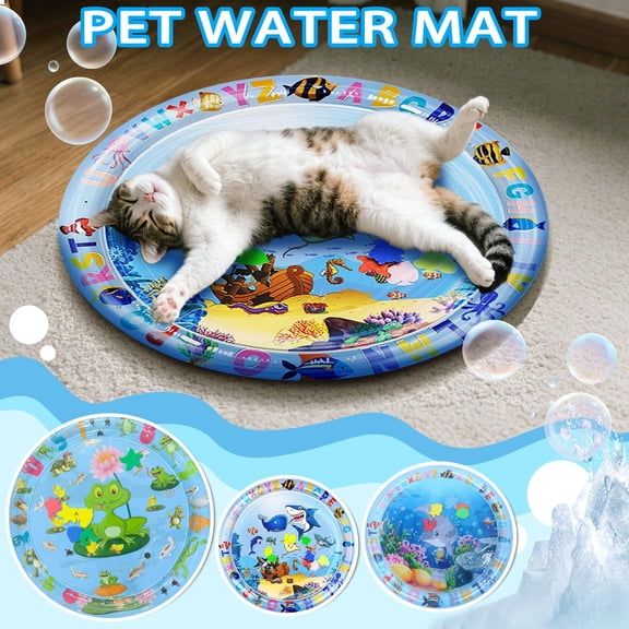 Cat Water Mat 2026 Upgraded Thickened Sensory Water Palymat with Inflator, Anti-Scratch Design Pet Water Mat for Bored Indoor Cats, Cat Interactive Toys with Inflator