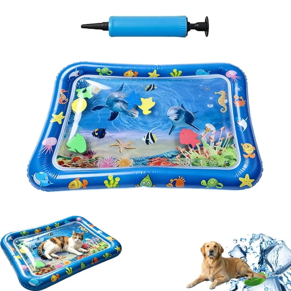 Cat Water Mat,Cats Cooling Pad with Exercise,Swatting,Hunting,Cat Toys Interactive with Fish,Anti-Scratch Leak Proof Play Mat