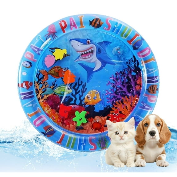 Cat Water Mat for Cats Pet Water Bed Thickened Sensory Water Palymat, Leak-Proof Sensory Playmat,Water Mat for Cats and Dogs,Anti-Scratch Design Waterbed Size 65CM