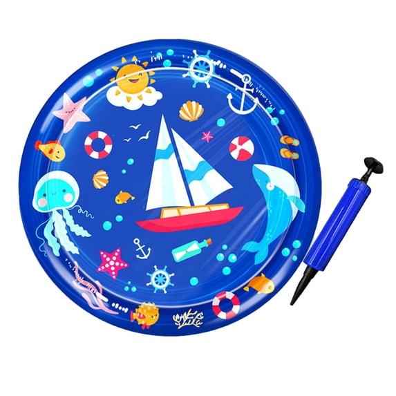 Cat Water Mat with Floating Fish - 25.6" Large Leakproof Cooling Pad, Anti-Scratch Summer Playmat for Indoor Pets, Includes Manual Air Pump for Heat Relief
