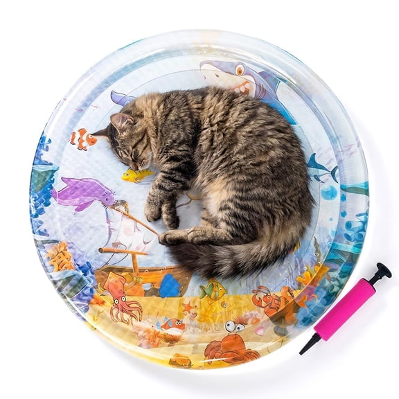 Cat Water Mat with Fish, Thickened Interactive Sensory Water Play Mat for Cats & Kittens, Interactive Toys for Cats