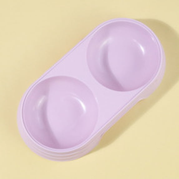Cat and Water Sculpted Piece Set, 9 X 5 X 1.5 Inch Raised Purple Double Dish Pet Feeding Station for Kittens Puppies Small Dogs Daily and Water Serving