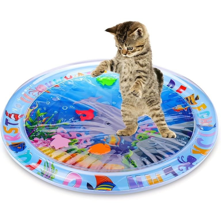 Cat Water Sensation Mat with Floating Fish, Interactive Kick Toy, Boredom Relief Pad for Indoor Cats, Use with Tap Water SKY BLUE Cat Water Sensation Mat with Floating Fish, Interactive Kick Toy, Boredom Relief Pad for Indoor Cats, Use with Tap Water SKY BLUE