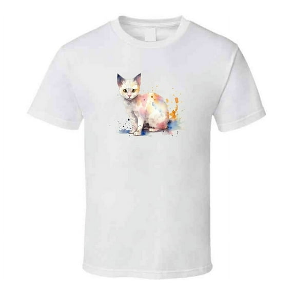 Cat Watercolor Tee Pretty Cat Lover Tshirt Feline Novelty T Shirt