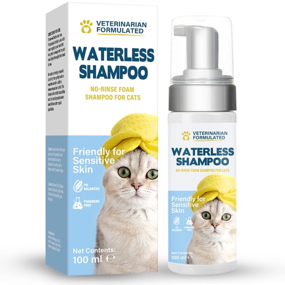 Cat Waterless Shampoo, Natural Dry Shampoo for Dogs and Cats, Dog Shampoo and Conditioner, Convenient No-Rinse Wash For Cleaning, Conditioning & Detangling, For All Coat Types