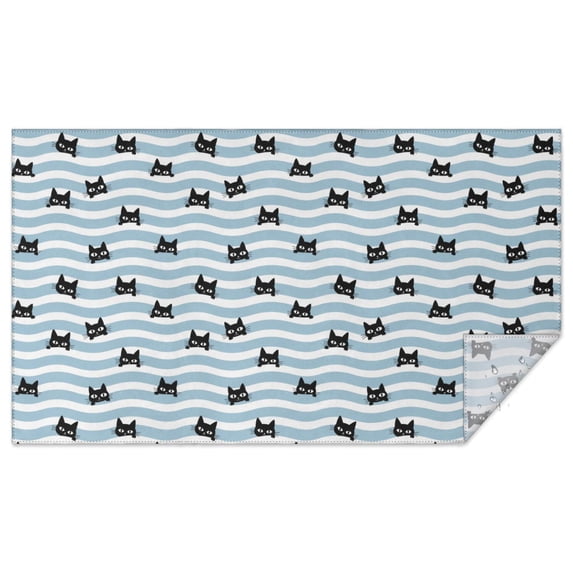 Cat Wave Silhouette Blue Pattern Rectangular Tablecloth 60x102 Inch ...