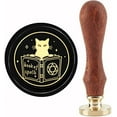 thumbnail image 1 of Cat Wax Stamp Reading Magic Book Sealing Wax Stamps Copper Seals 30mm Retro Removable Brass Stamp Head with Wooden Handle for Graduation Envelopes Invitations Gift Cards Decoration, 1 of 9