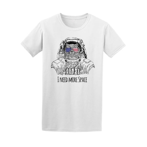 Cat Wearing Space Suit Usa Flag T-Shirt Men -Image by Shutterstock, Male 3X-Large