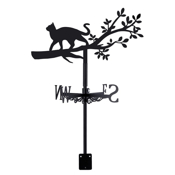 Cat Weather Vane Cat on Branches Metal Weathervane Animal Wind Vanes Weathercock Decorative Wind Direction Wind Vanes Signs for DIY