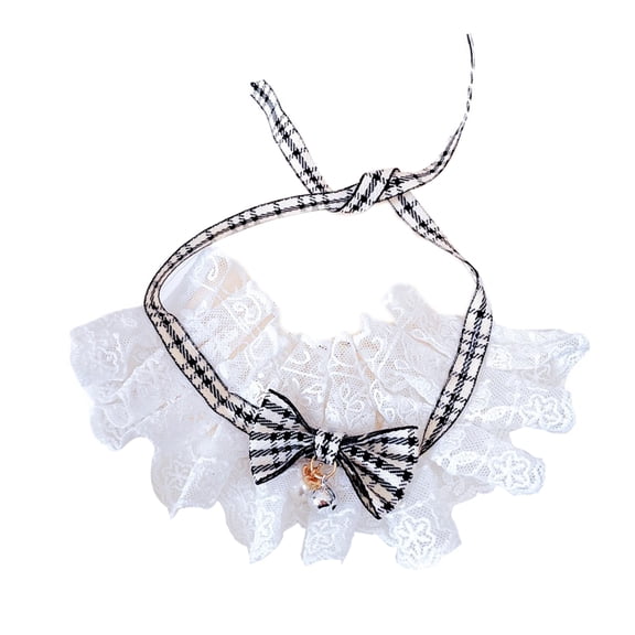 Cat Wedding Costume, Princess Cat Dress Bandana Collar Veil Lace Bibs for Birthday Party