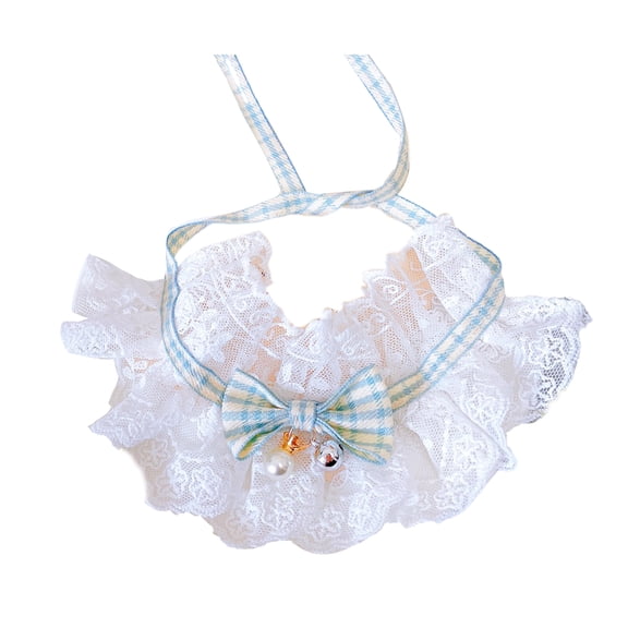 Cat Wedding Costume, Princess Cat Wedding Dress Bandana Collar Veil and Cute Lace Pet Bibs Scarf Handcrafted Wreath Accessories for Cats Only Birthday Party