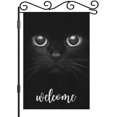 thumbnail image 1 of Cat Welcome Garden Flag Small Vertical Double Sided 12.5 x 18 Inch Black Cat Show Two Eyes Burlap Yard Outdoor Decor, 1 of 5