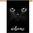 thumbnail image 1 of Cat Welcome House Flag 28 x 40 Inch Large Vertical Double Sided Black Cat Show Two Eyes Seasonal Outside Décor for Garden Yard Farmhouse Flags, 1 of 6