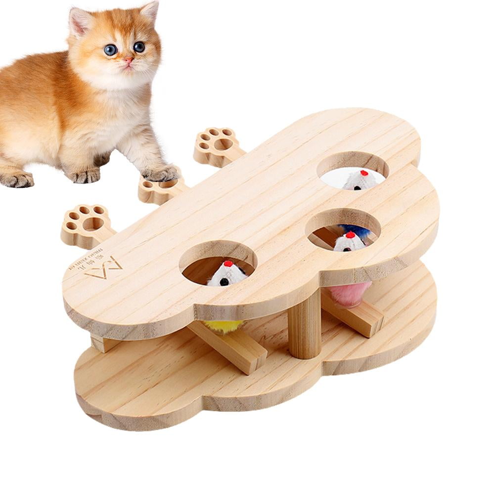 Cat Whack a Mole Toy, Wooden Whack a Mole Cat Toy, 3-in-1 Cat Scratcher ...