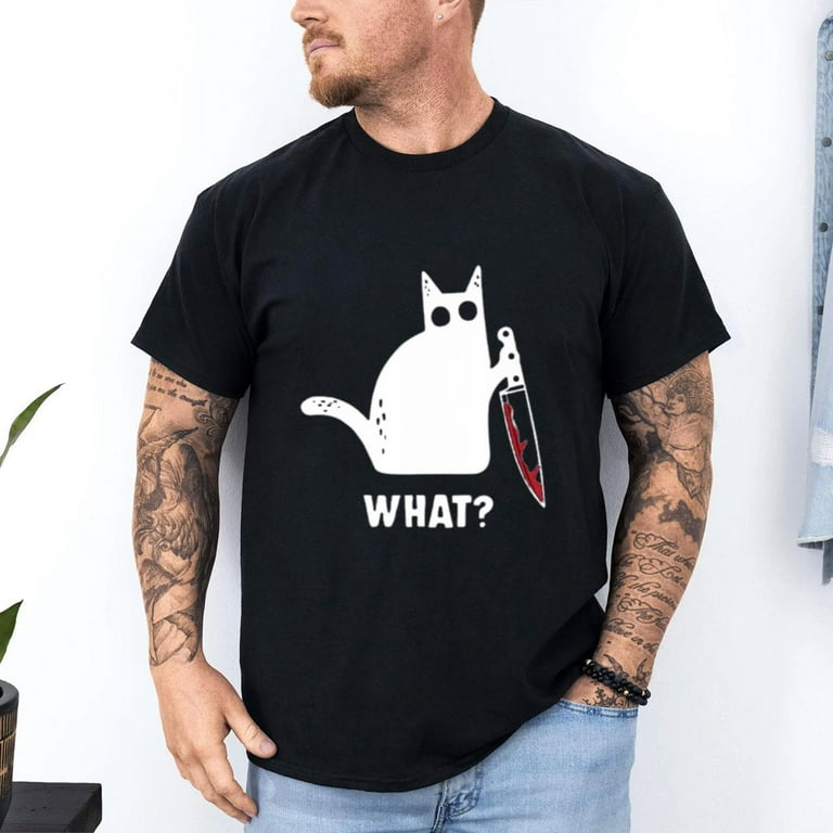 Cat What? Funny Black Cat Shirt, Murderous Cat With Knife T-Shirt Cat What? Funny Black Cat Shirt, Murderous Cat With Knife T-Shirt