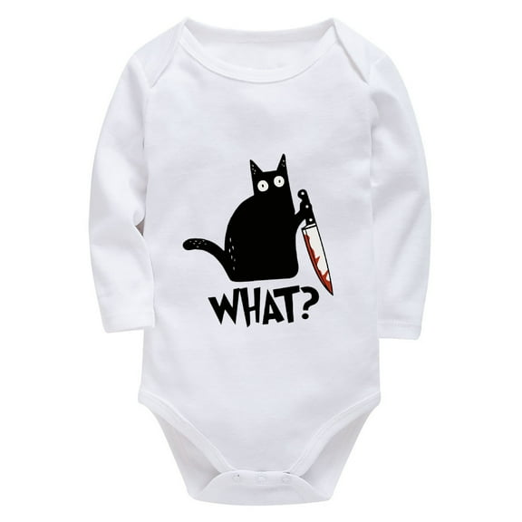 Cat What Knife Newborn Bodysuits Boy Long Sleeve Neutral Onesie Baby White Baby Boy Outfits 0-3 Months Summer