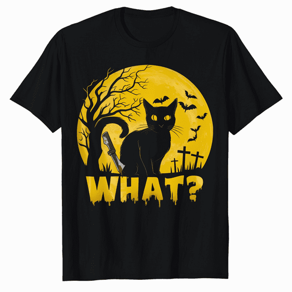 Cat What Murderous Cat With Knife Halloween T-Shirt