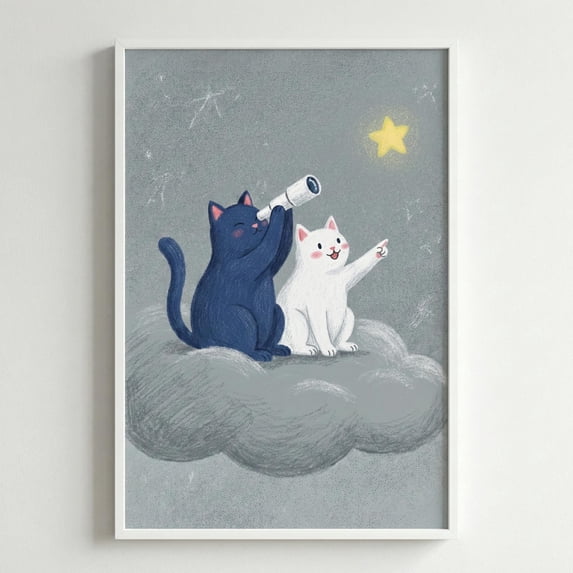 Cat Whimsical Stargazing Kittens Celestial Space Themed Astronomy Cat ...