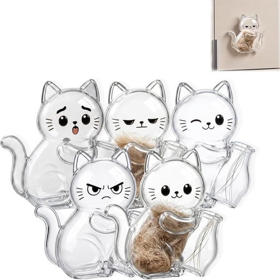 Cat Whisker Holder & Fridge Magnet, Clear Pet Hair Storage Capsule with Strong Magnet & Home Decor(5pcs)Q