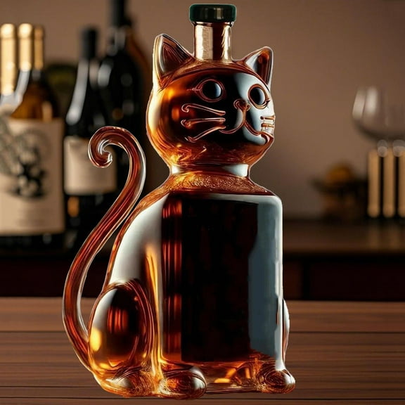 Cat Whiskey Bottle | Premium Whiskey Bottles | Cat Decanter | Unique Glass Decanter for Whiskey Decanter | for Home Bar Decoration Men Dad Husband Gifts-300ML